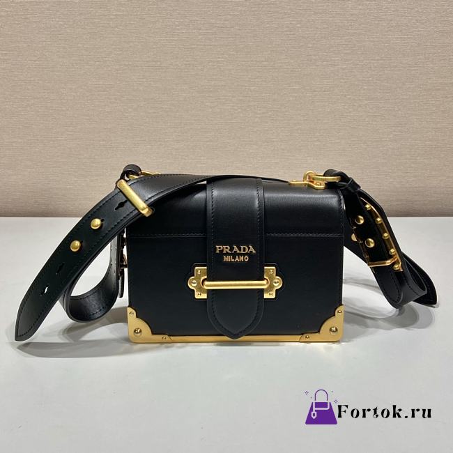 Fortok Prada Cahier Black Leather Bag 1BD045 19x14x9cm - 1