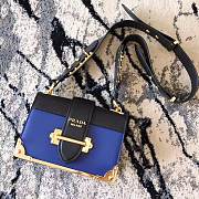 Fortok Prada Cahier Black & Blue Leather Bag 1BD045 19x14x9cm - 2