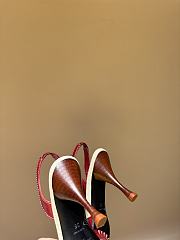 Fortok Saint Laurent Red Leather Heart Pointed Toe Slingback Heels - 6