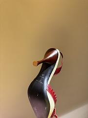 Fortok Saint Laurent Red Leather Heart Pointed Toe Slingback Heels - 4