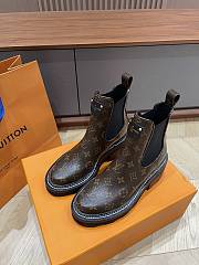 Fortok Louis Vuitton Calfskin Monogram Beaubourg Ankle Boots Brown - 1