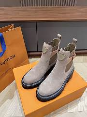 Fortok Louis Vuitton Beaubourg Ankle Boot Beige Suede Calf Leather - 1