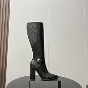 Fortok Louis Vuitton Monogram Flower-shaped High-heeled Boots Black - 1