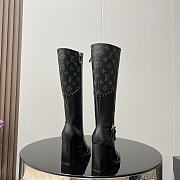 Fortok Louis Vuitton Monogram Flower-shaped High-heeled Boots Black - 4