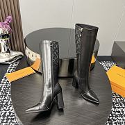 Fortok Louis Vuitton Monogram Flower-shaped High-heeled Boots Black - 6