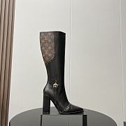 Fortok Louis Vuitton Monogram Flower-shaped High-heeled Boots Black & Brown - 1