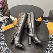 Fortok Louis Vuitton Monogram Flower-shaped High-heeled Boots Black & Brown - 6