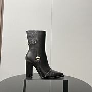 Fortok Louis Vuitton Monogram Flower-shaped High-heeled Ankle Boots Black - 1