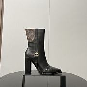 Fortok Louis Vuitton Monogram Flower-shaped High-heeled Ankle Boots Black & Brown - 1