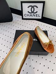 Fortok Chanel Ballet Flat Light Brown Mix Brown Velvet - 5