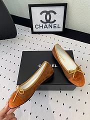 Fortok Chanel Ballet Flat Light Brown Mix Brown Velvet - 4