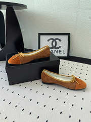 Fortok Chanel Ballet Flat Light Brown Mix Brown Velvet - 3