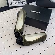 Fortok Chanel Ballet Flat Olive Green Mix Black Velvet - 6