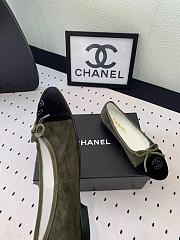 Fortok Chanel Ballet Flat Olive Green Mix Black Velvet - 5