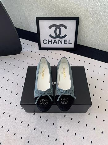 Fortok Chanel Ballet Flat Iceberge Blue Mix Black Velvet