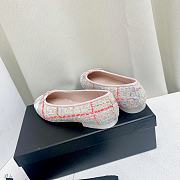 Fortok Chanel Ballet Flat Pink Red White Tweed Grosgrain - 6