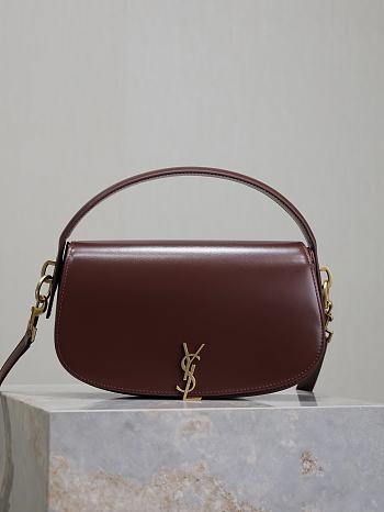 Fortok Saint Laurent Voltaire Leather Shoulder Bag Burgundy 24×15×5cm