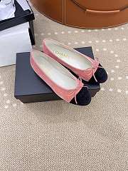 Fortok Chanel Ballet Flat Pink Mix Black Velvet  - 4