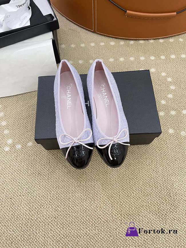 Fortok  Chanel Ballet Flat Purple Tweed  - 1
