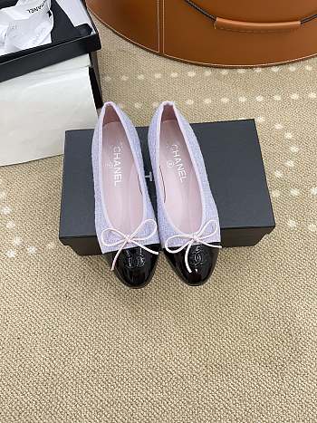 Fortok  Chanel Ballet Flat Purple Tweed 