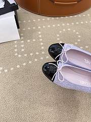 Fortok  Chanel Ballet Flat Purple Tweed  - 6