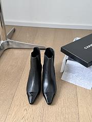 Fortok Chanel 24P Small Square Toe Thick Heel Short Boots Black - 6