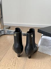 Fortok Chanel 24P Small Square Toe Thick Heel Short Boots Black - 5