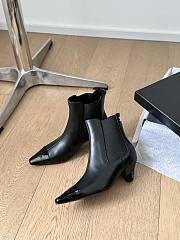 Fortok Chanel 24P Small Square Toe Thick Heel Short Boots Black - 2