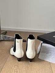 Fortok Chanel 24P Small Square Toe Thick Heel Short Boots White & Black - 6