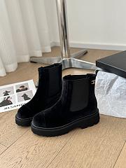 Fortok Chanel 24B Thick-soled Elastic Ankle Boots Black Velvet - 1