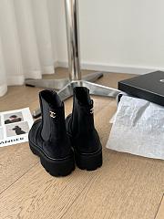 Fortok Chanel 24B Thick-soled Elastic Ankle Boots Black Velvet - 4