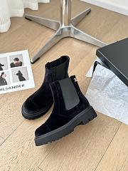 Fortok Chanel 24B Thick-soled Elastic Ankle Boots Black Velvet - 3