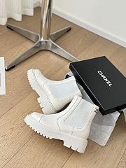 Fortok Chanel 24B Thick-soled Elastic Ankle Boots White Velvet - 3