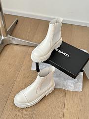 Fortok Chanel 24B Thick-soled Elastic Ankle Boots White Velvet - 4