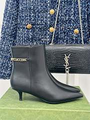 Fortok Gucci Classic Pointed Chain High-heeled Ankle Boots Black - 1