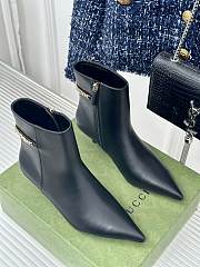 Fortok Gucci Classic Pointed Chain High-heeled Ankle Boots Black - 6
