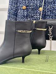 Fortok Gucci Classic Pointed Chain High-heeled Ankle Boots Black - 5