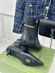 Fortok Gucci Classic Pointed Chain High-heeled Ankle Boots Black - 4