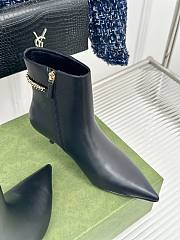 Fortok Gucci Classic Pointed Chain High-heeled Ankle Boots Black - 3