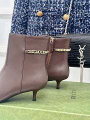 Fortok Gucci Classic Pointed Chain High-heeled Ankle Boots Brown - 6