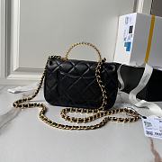 Fortok Chanel 24S Black Mini Flap Bag With Transparent Handle Bag AS4847 12×19×6cm - 4