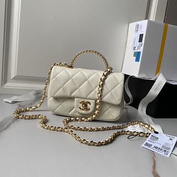 Fortok Chanel 24S White Mini Flap Bag With Transparent Handle Bag AS4847 12×19×6cm