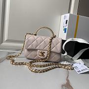 Fortok Chanel 24S Light Pink Mini Flap Bag With Transparent Handle Bag AS4847 12×19×6cm - 1