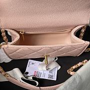 Fortok Chanel Mini Flap Bag With Top Handle Pink Grained Shiny Calfskin & Gold-Tone Metal AS4956 13×18×8cm - 3