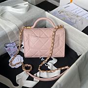 Fortok Chanel Mini Flap Bag With Top Handle Pink Grained Shiny Calfskin & Gold-Tone Metal AS4956 13×18×8cm - 4