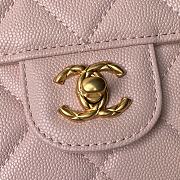 Fortok Chanel Mini Flap Bag With Top Handle Pink Grained Shiny Calfskin & Gold-Tone Metal AS4956 13×18×8cm - 6