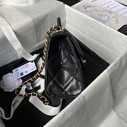 Fortok Chanel Mini Flap Bag With Top Handle Black Grained Shiny Calfskin & Gold-Tone Metal AS4956 13×18×8cm - 4