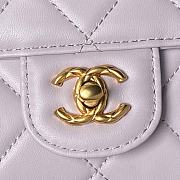 Fortok Chanel Mini Flap Bag With Top Handle Purple Shiny Calfskin & Gold-Tone Metal AS4956 13×18×8cm - 5