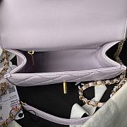 Fortok Chanel Mini Flap Bag With Top Handle Purple Shiny Calfskin & Gold-Tone Metal AS4956 13×18×8cm - 2