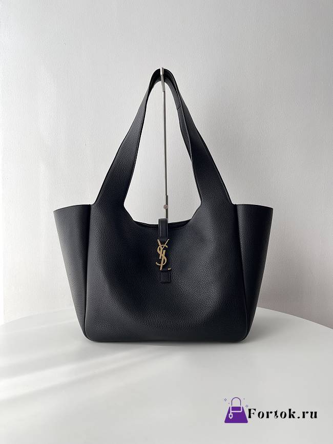 Fortok Saint Laurent LE 5 À 7 Bea Tote Bag In Black Grained Leather 763435 50x28x18cm - 1